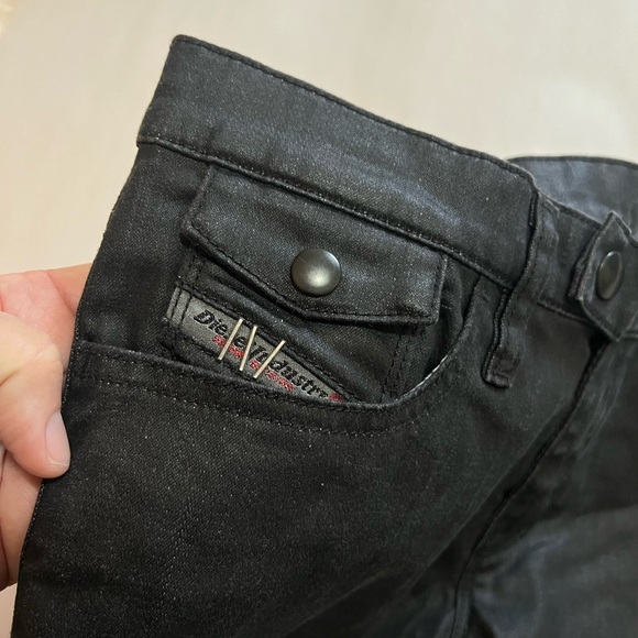 DIESEL Livy Biker Black Jeans Low Rise Moto Size 28 - Picture 4 of 10